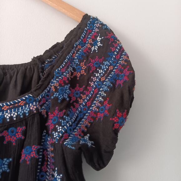 Free People Aurora Embellished Black Crop Top S - Picture 4 of 7